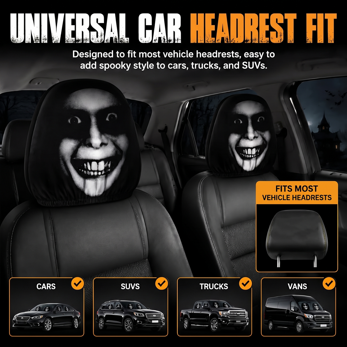Ghost Face Car Headrest Covers