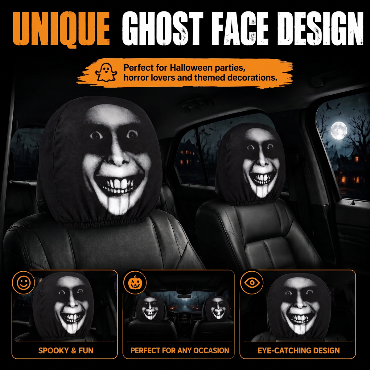 Ghost Face Car Headrest Covers