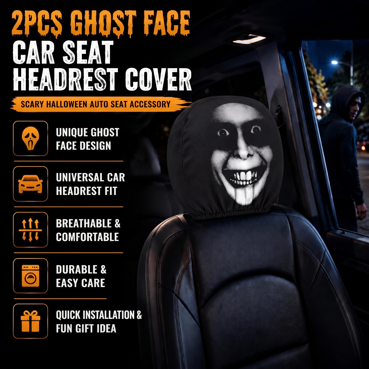 Ghost Face Car Headrest Covers